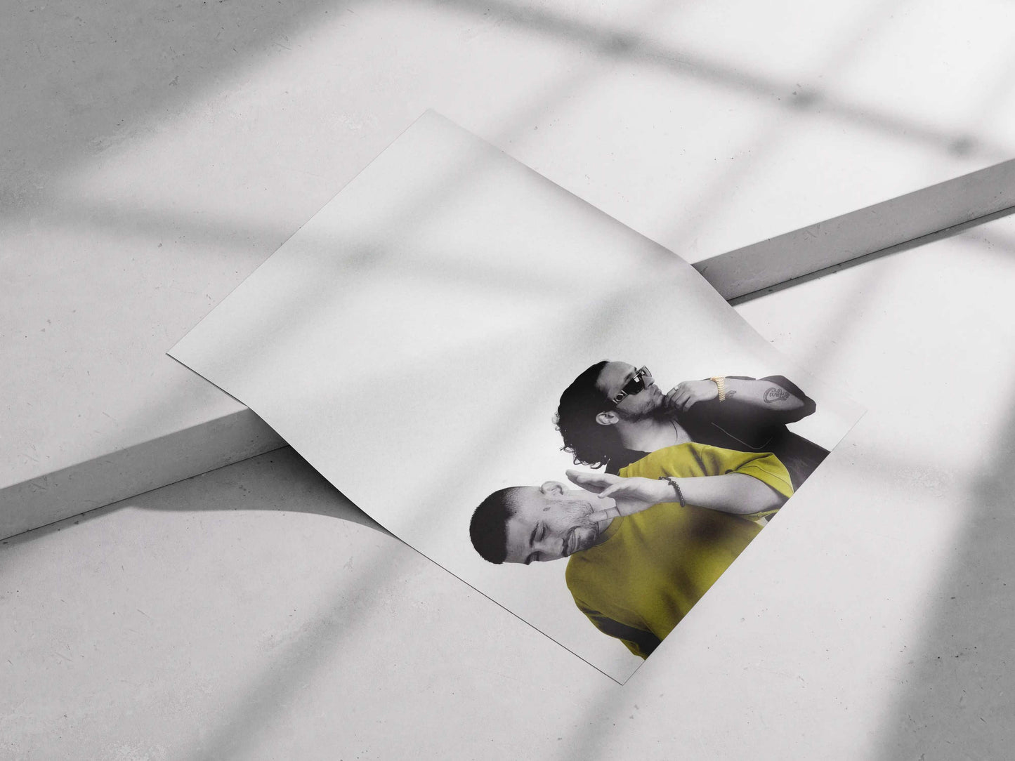 Seedhe Maut Monochrome Edit Poster – Minimalist Hip-Hop Wall Art with Color Pop | Desi Rap Duo Portrait
