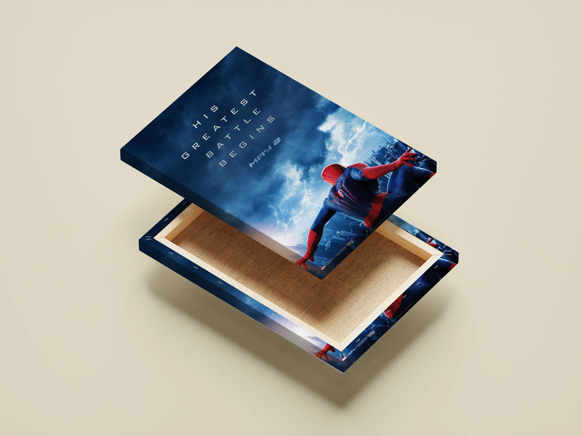 Spider-Man (Marvel franchise, confirmed by "HIS GREATEST BATTLE BEGINS" OCR text referencing the character) Spider-Man