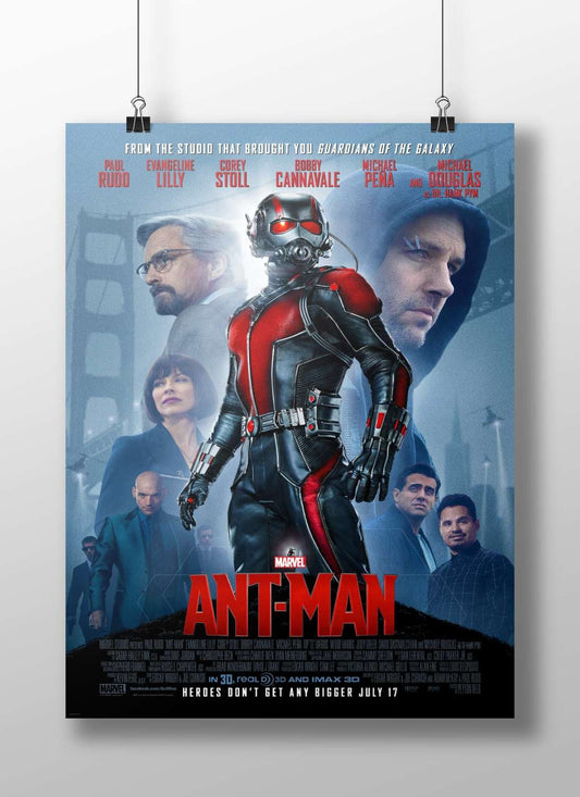 The main subject is the Marvel Cinematic Universe film Ant-Man. Ant-Man Quantum Leap Poster