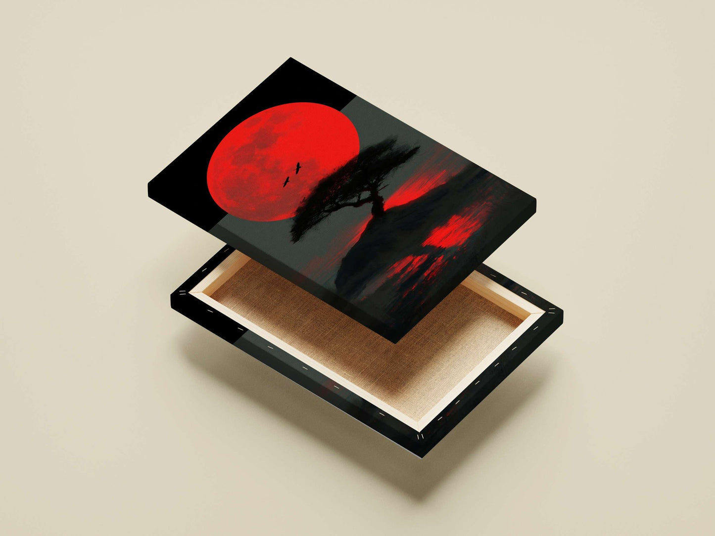 Blood Moon Main Subject: Blood Moon Canvas wall art — Art wall art India | PosterBoizz