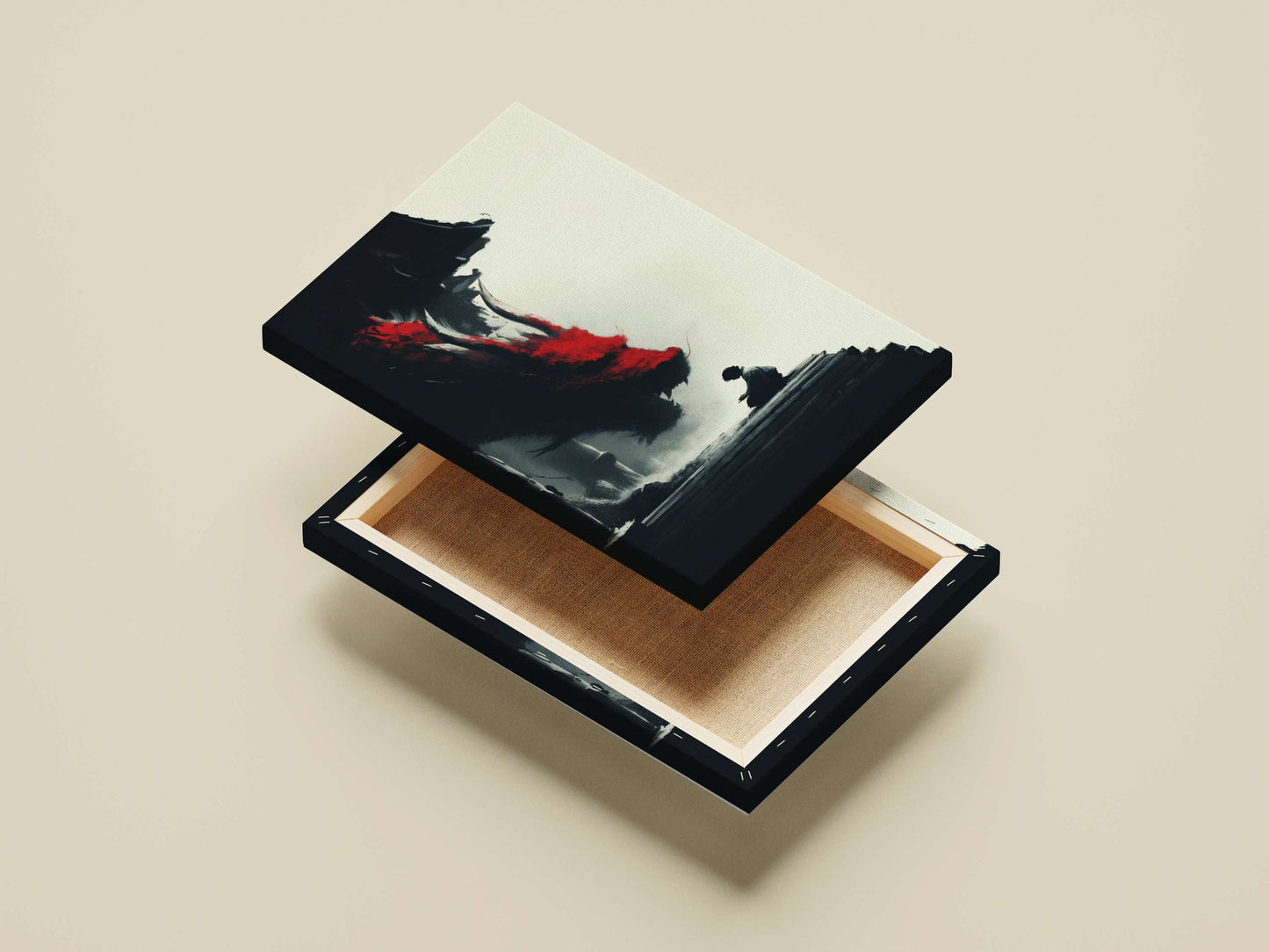A large red and black dragon Main Subject: A large red and black dragon Canvas wall art — Anime wall art India | PosterBoizz