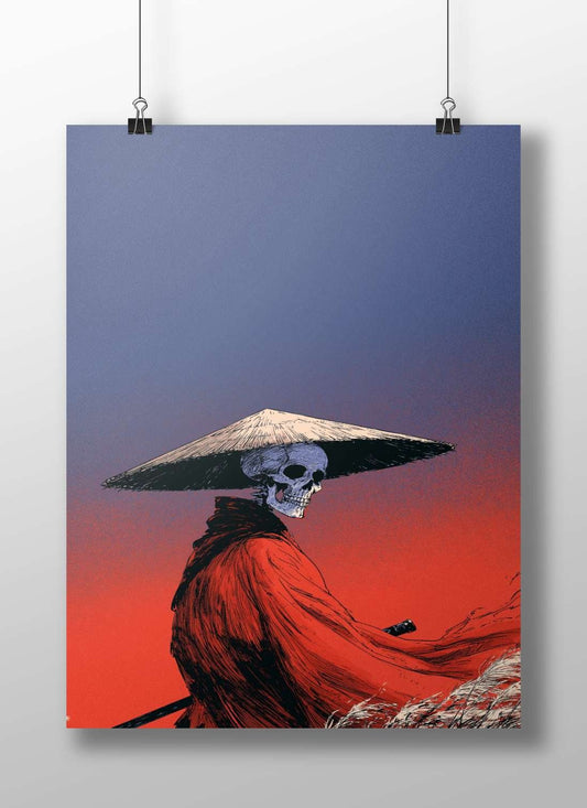 Skeletal Samurai Main Subject: Skeletal Samurai Matte BoizzBoard rigid print — Anime wall art India | PosterBoizz