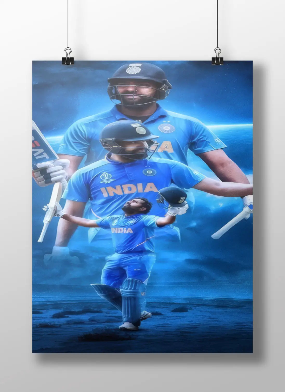 Rohit Sharma Poster – Team India World Cup Tribute Wall Art for Cricket Fans