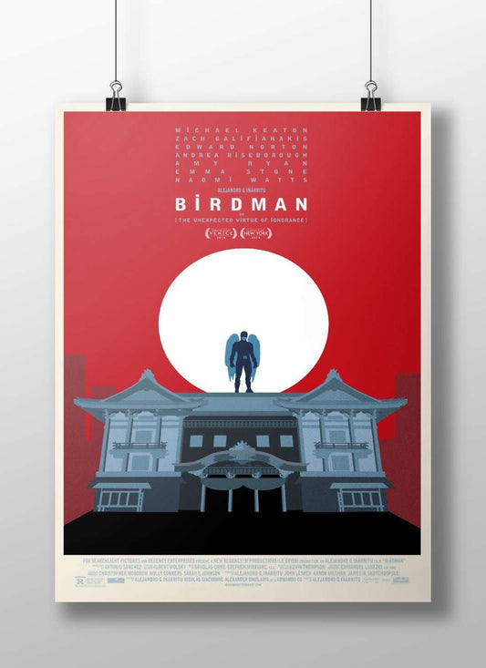 The 2014 film "Birdman" (directed by Alejandro G. Iñárritu) starring Michael Keaton, Zach Galifianakis, Edward