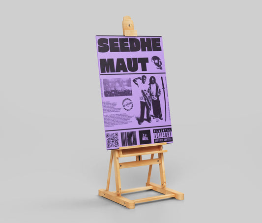 Seedhe Maut Zine Poster – Desi Hip-Hop Art in Lilac | Grit Typography Collage with Lyrics & Street Vibes