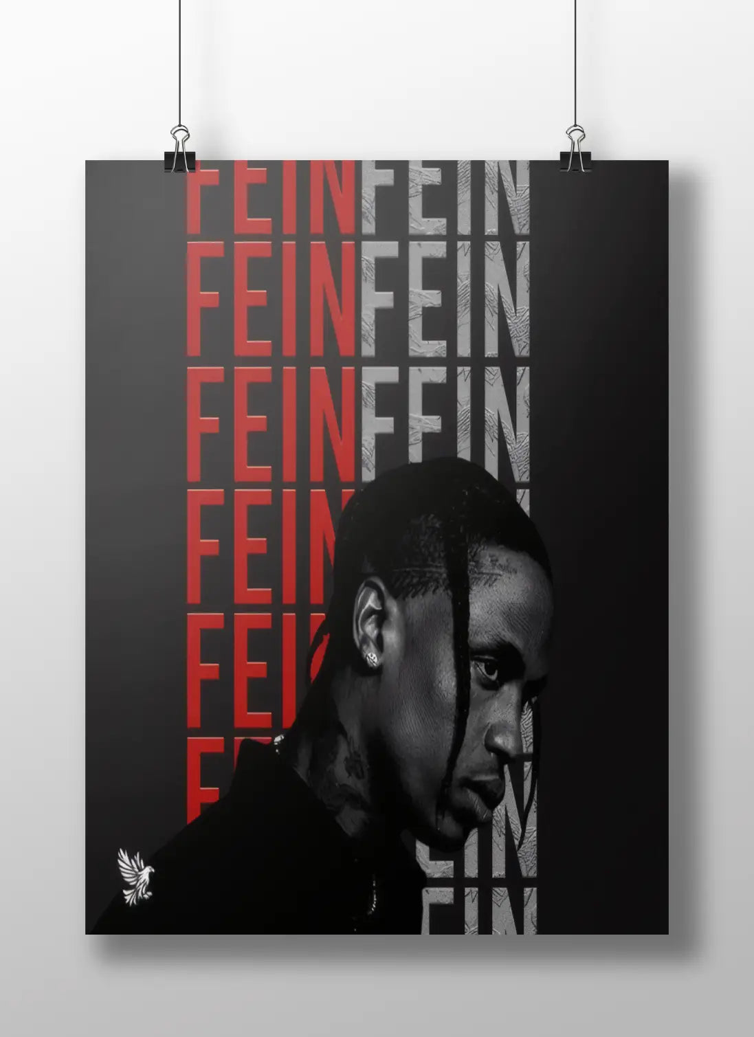 Travis Scott FE!N Poster | Minimalist Hip-Hop Wall Art for Rap Fans