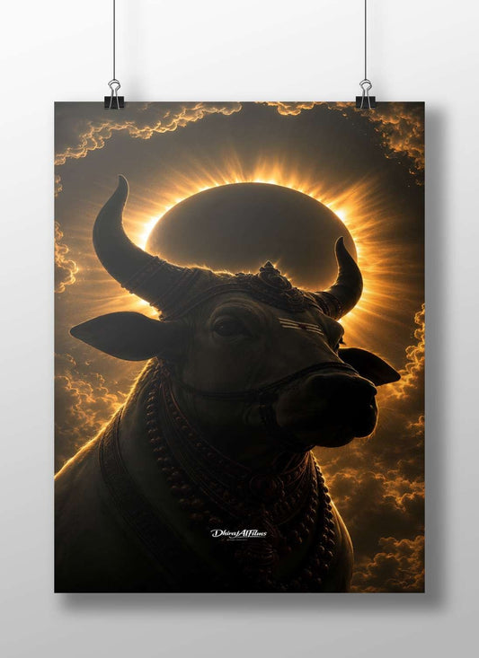 Nandi (the sacred bull deity associated with Lord Shiva in Hindu mythology) Main Subject: Nandi (the sacred bull deity