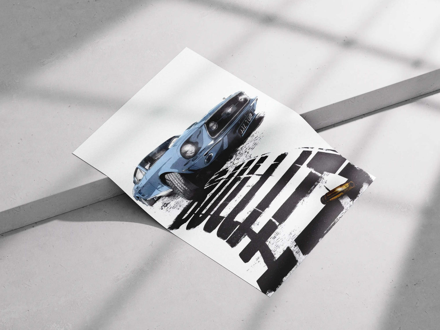 Bullitt Mustang Poster – Classic Blue Ford Fastback Muscle Car Art Print