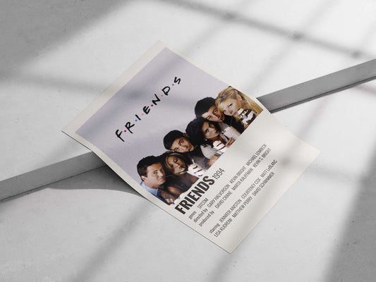 The TV show franchise "Friends" (1994) with real cast names (Jennifer Aniston, Courteney Cox, Matt LeBlanc, Lisa Kudrow,