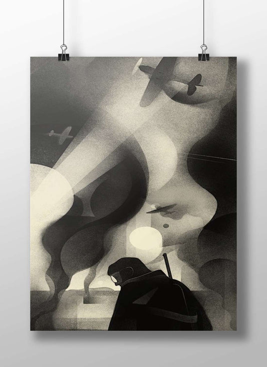 Hooded Figure Modern Digital Noir Matte BoizzBoard rigid print — Art wall art India | PosterBoizz