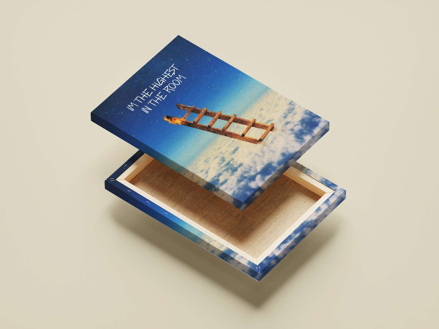 Burning wooden ladder Main Subject: Burning wooden ladder Canvas wall art — Art wall art India | PosterBoizz