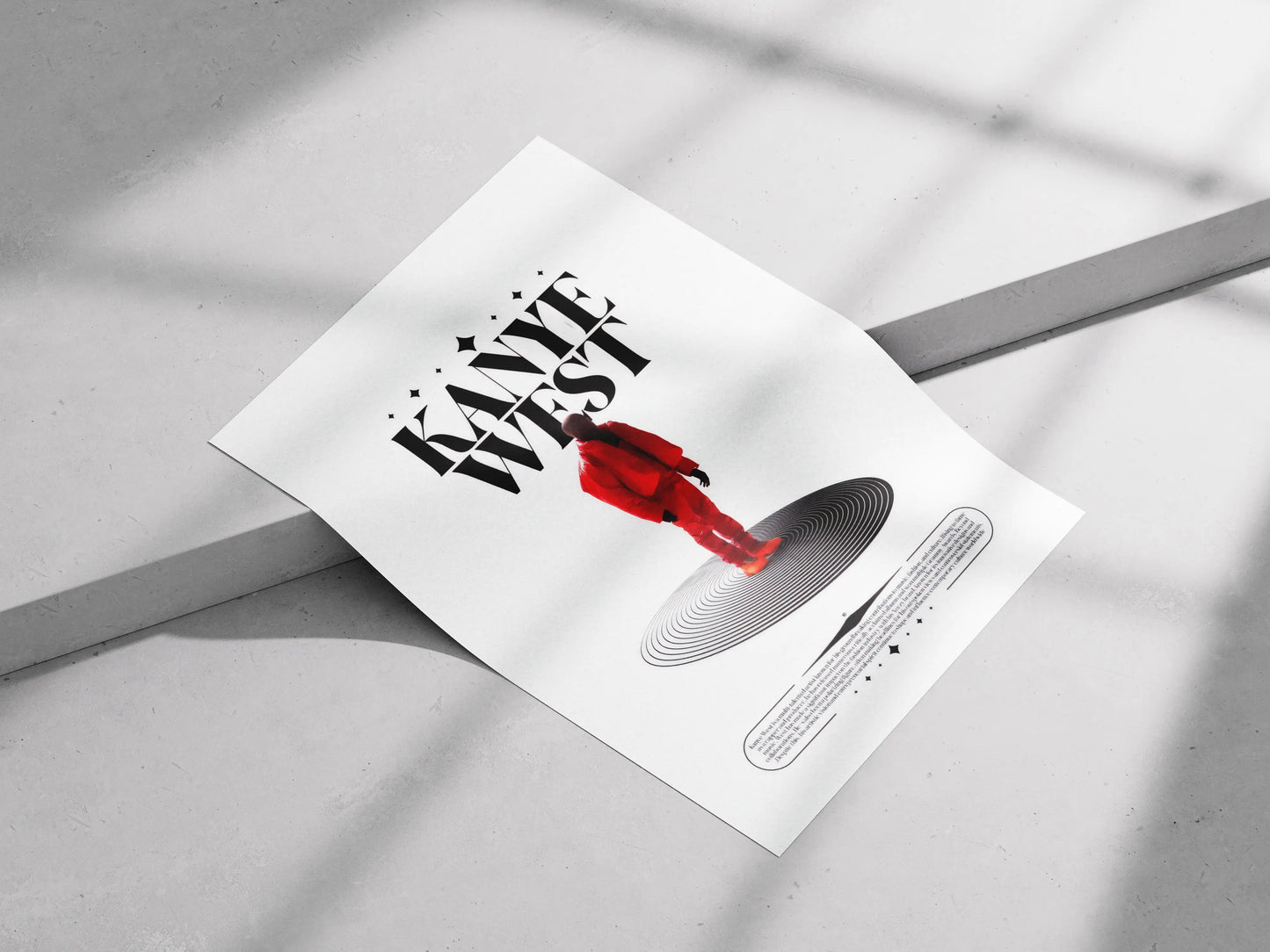 Kanye West Minimalist Poster | Iconic Red Suit Hip-Hop Art Print