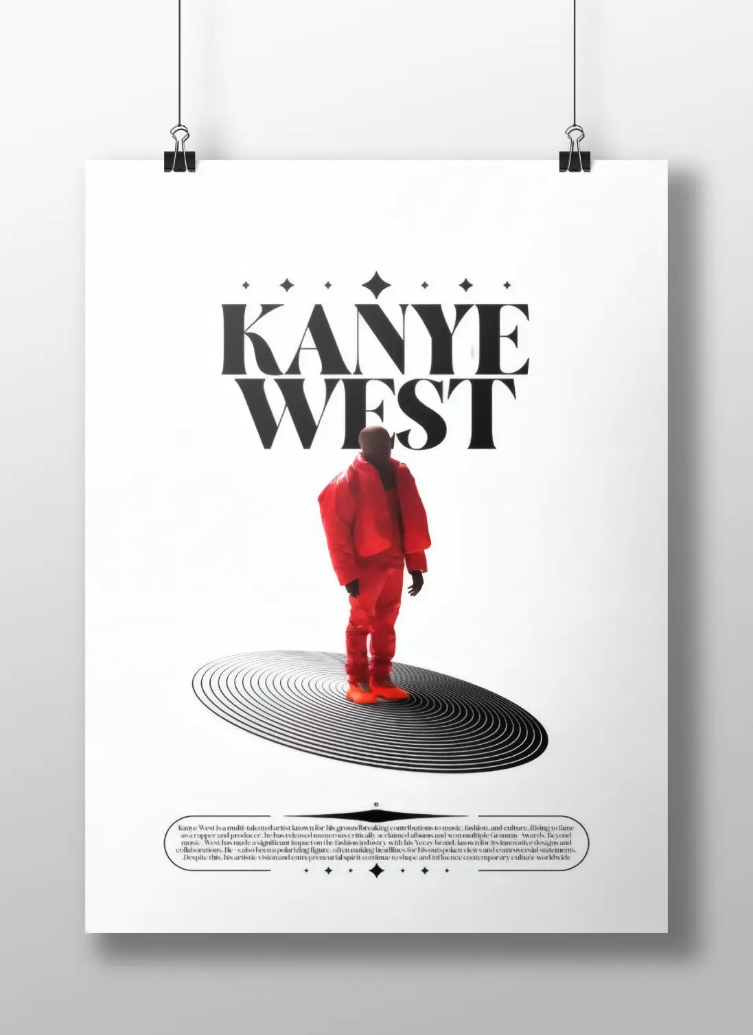 Kanye West Minimalist Poster | Iconic Red Suit Hip-Hop Art Print