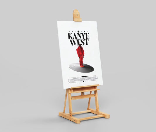 Kanye West Minimalist Poster | Iconic Red Suit Hip-Hop Art Print