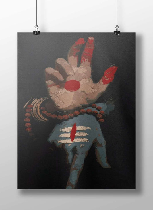 Human Hand with Hindu Religious Symbols Main Subject: Human Hand with Hindu Religious Symbols Matte BoizzBoard rigid print —