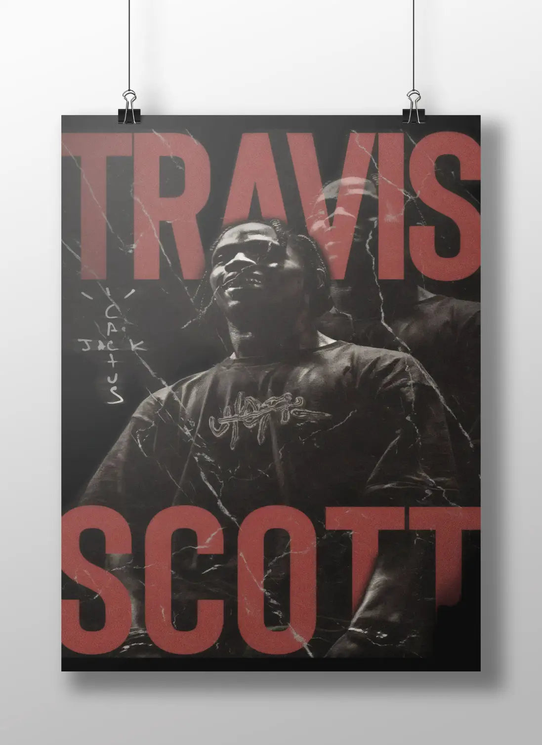 Travis Scott Dark Aesthetic Poster | Cactus Jack Rap Icon Wall Art