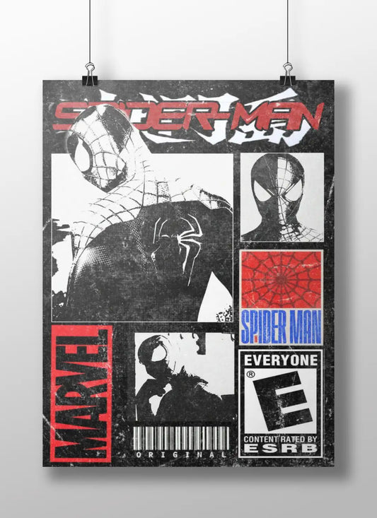Vintage Spider-Man Poster: Grungy Marvel Collage