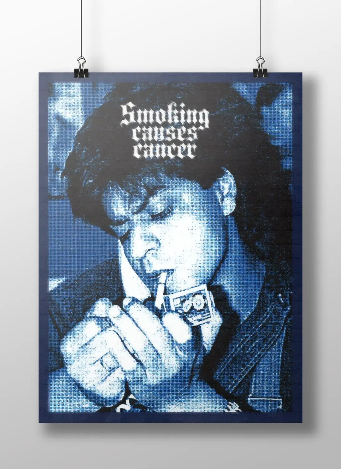Smoking Causes Cancer Poster – Vintage Blue Grunge Awareness Art Print | Retro Anti-Smoking Wall Decor