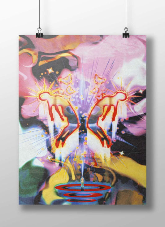 Pink Flamingo Psychedelic - Butterfly Poster