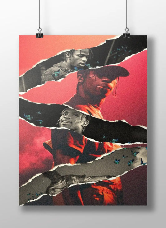 Travis Scott Distressed Collage Art Poster Print