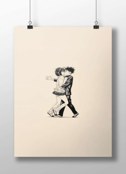 Two anime-style characters embracing and kissing Naruto & Hinata - Love Blossoms Poster