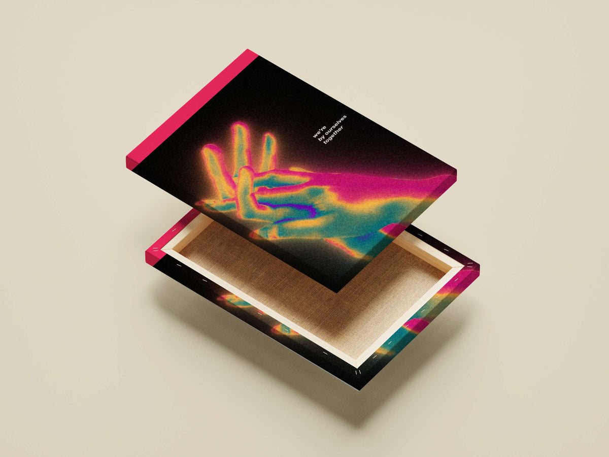 Hand (neon glitch effect) Hand Neon Glitch Art Romantic Poster – Vibrant Abstract Print