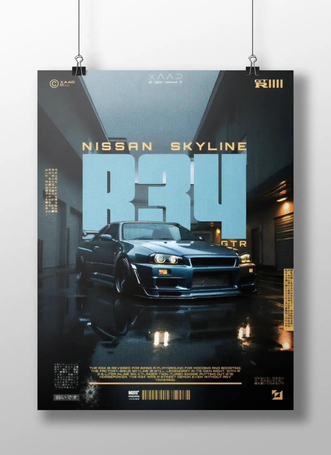 Nissan Skyline R34 GTR Poster – JDM Icon Art Print for Car Enthusiasts & Tuners