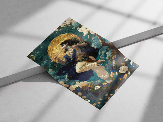 Lord Krishna (Hindu deity) Main Subject: Lord Krishna (Hindu deity) Matte poster print — Sanatan wall art India | PosterBoizz