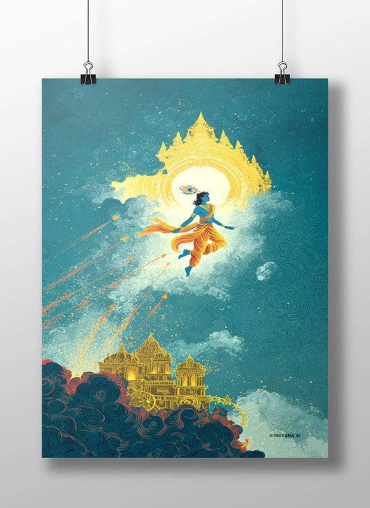 Lord Krishna Main Subject: Lord Krishna Matte BoizzBoard rigid print — Sanatan wall art India | PosterBoizz