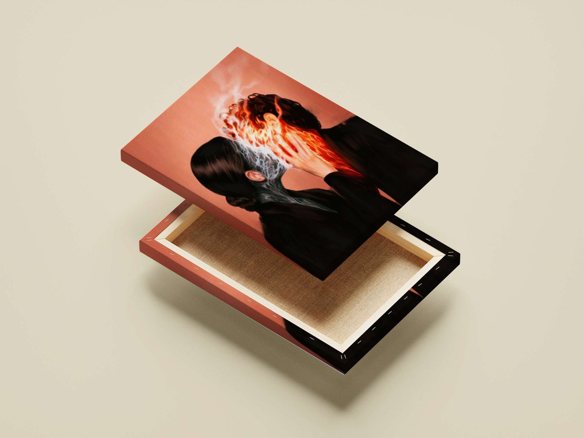 Kissing Flames - Love In Surreal Abstract Poster