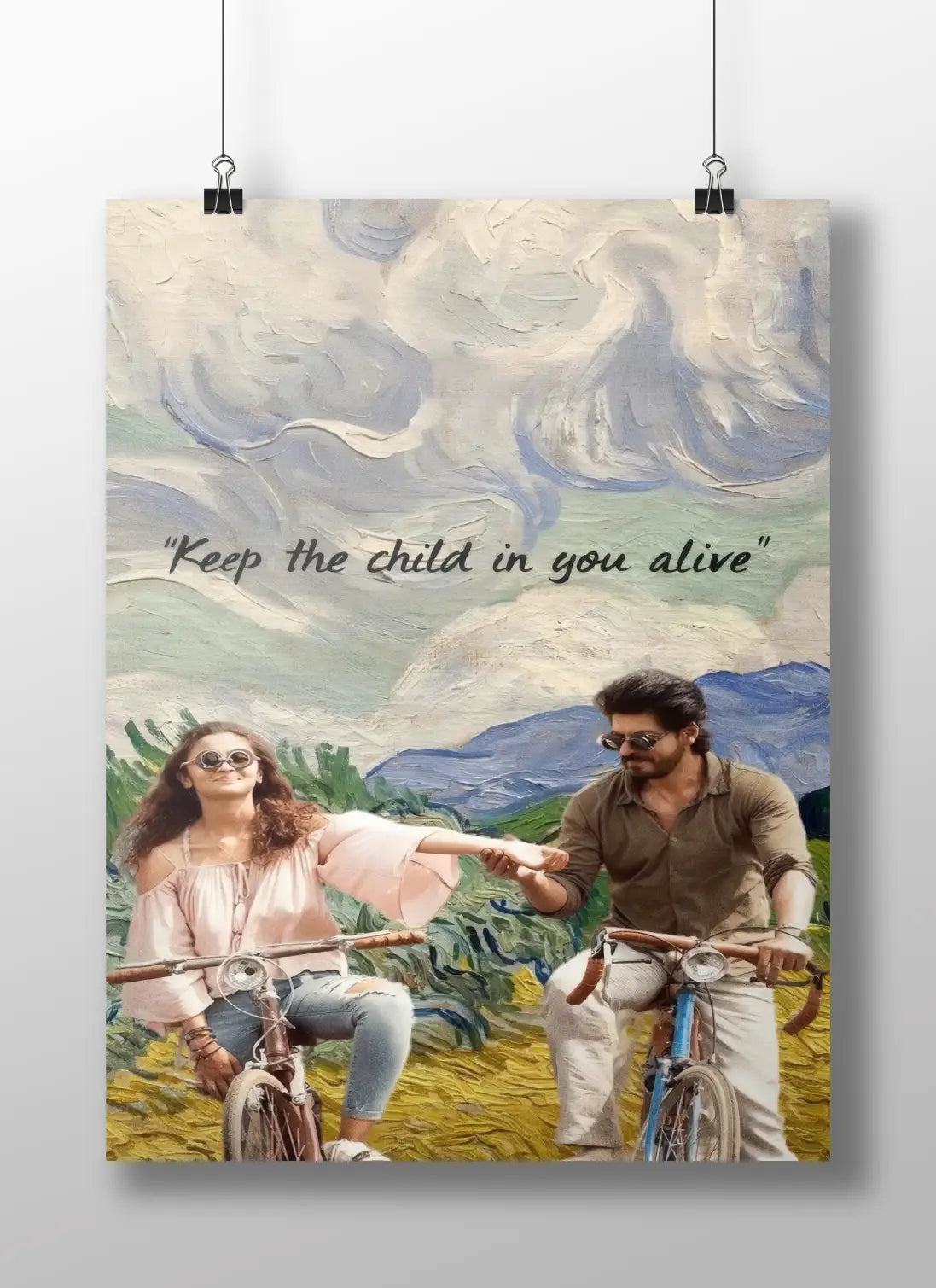 Dear Zindagi Poster – Keep the Child in You Alive Quote Print | Bollywood Bicycle Scene Wall Art