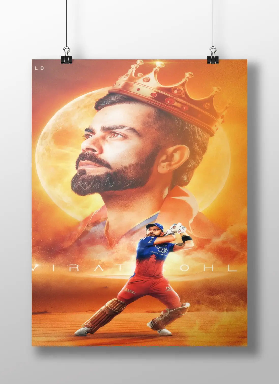 King Virat Kohli Poster – RCB Royal Look Wall Art for Cricket Fans