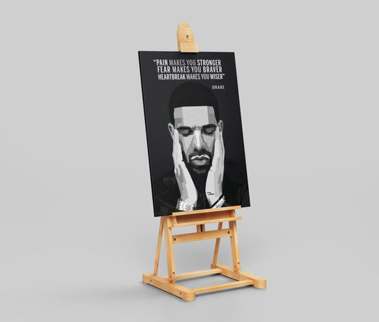 Drake Emotional Quote Poster | Monochrome Motivational Hip-Hop Wall Art