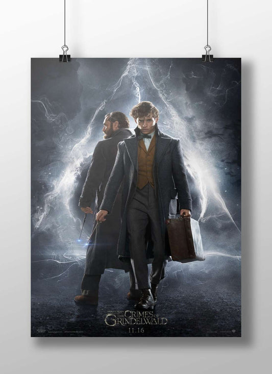 The characters Newt Scamander and Albus Dumbledore from the Fantastic Beasts franchise, specifically *Fantastic Beasts: