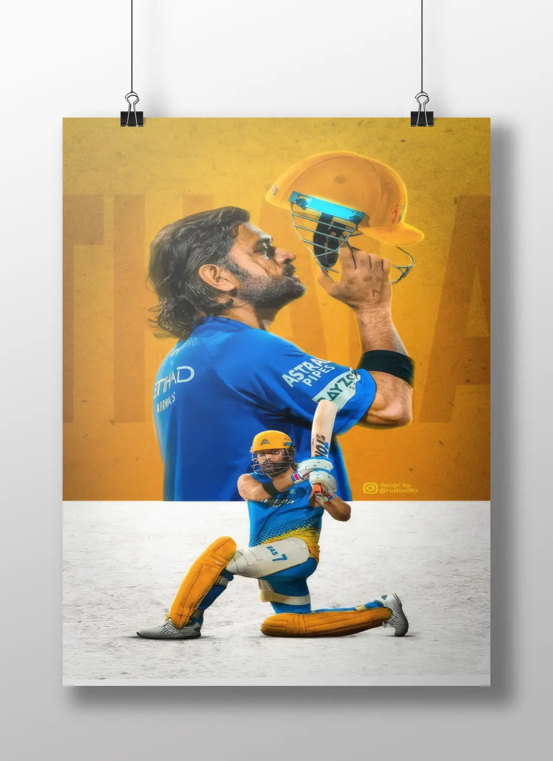 MS Dhoni CSK Poster – Cricket Wall Art Tribute to Thala | IPL Legend Print