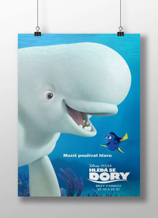 Dory (blue tang fish) and a beluga whale character from Disney•Pixar's Finding Dory Dory &