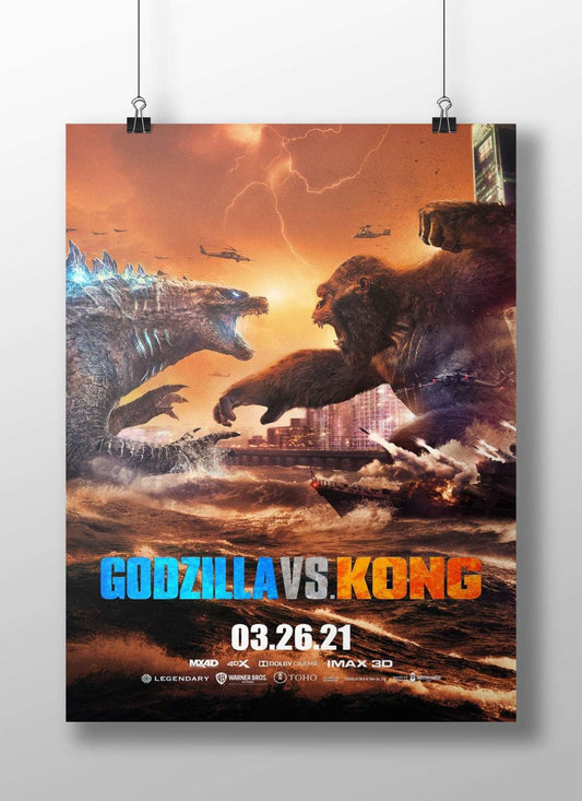 Godzilla and Kong Main Subject: Godzilla and Kong Matte BoizzBoard rigid print — Anime wall art India | PosterBoizz