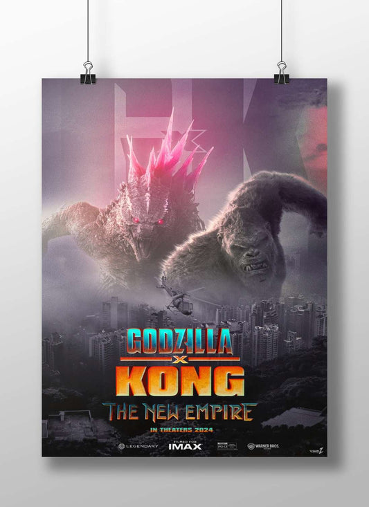 Godzilla and Kong from the "Godzilla x Kong" franchise, specifically for "Godzilla x Kong: The New Empire". Main Subject: