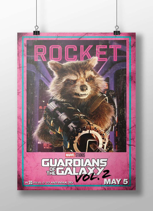 Rocket, a character from Marvel Studios' Guardians of the Galaxy Vol. 2. Main Subject: Rocket, a character from Marvel