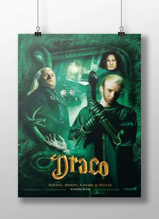 Draco Malfoy, Lucius Malfoy, Severus Snape, Crabbe, and Goyle from the Harry Potter franchise Main Subject: Draco Malfoy,