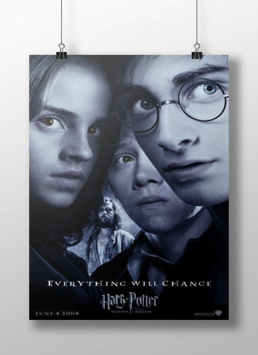 Harry Potter franchise (specifically "Harry Potter and the Prisoner of Azkaban" movie poster) Main Subject: Harry Potter