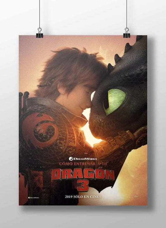 Hiccup and Toothless from "Cómo Entrenar a Tu Dragón 3" (How to Train Your Dragon 3) Main Subject: Hiccup and Toothless from