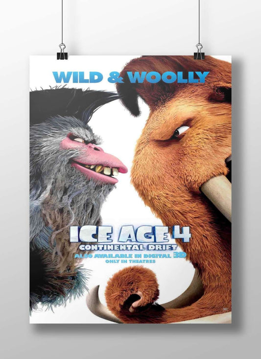 Manny the mammoth and Scrat the squirrel from Ice Age 4: Continental Drift Main Subject: Manny the mammoth and Scrat the