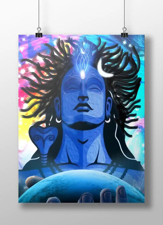 Lord Shiva Meditation Poster – Spiritual Wall Art for Yoga & Home Decor