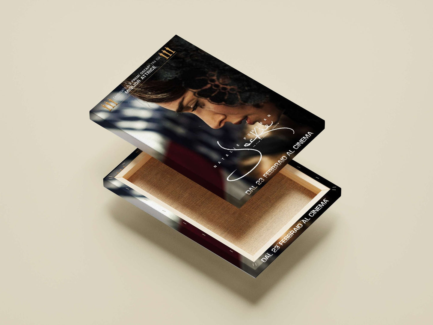 The film "Jackie" starring Natalie Portman. Main Subject: The film "Jackie" starring Natalie Portman. Canvas wall art —