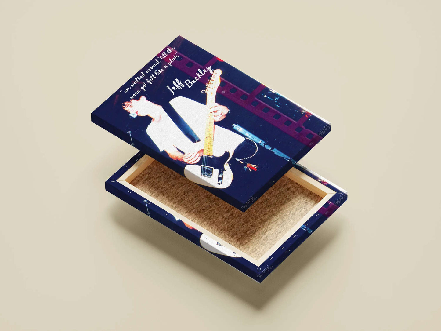 Jeff Buckley Poster – “We Walked Around ’Till the Moon Got Full Like a Plate” Quote | So Real Grace Album Art Print