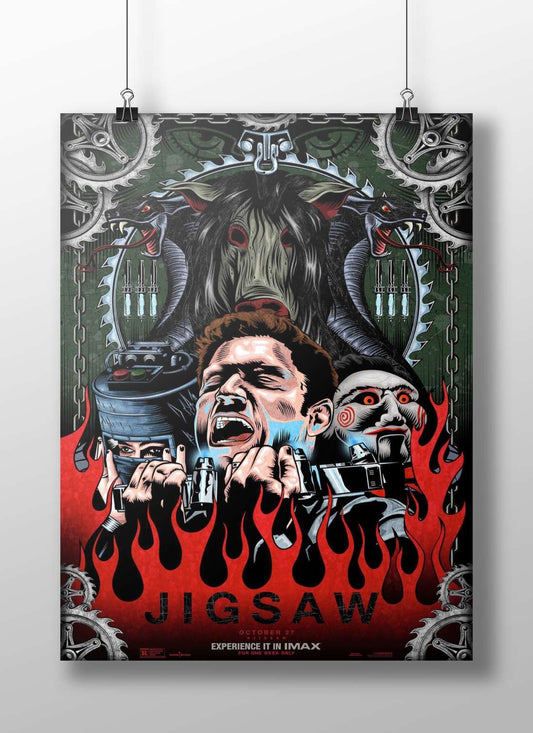 Jigsaw franchise (Saw series) Main Subject: Jigsaw franchise (Saw series) Matte BoizzBoard rigid print — Superhero wall art