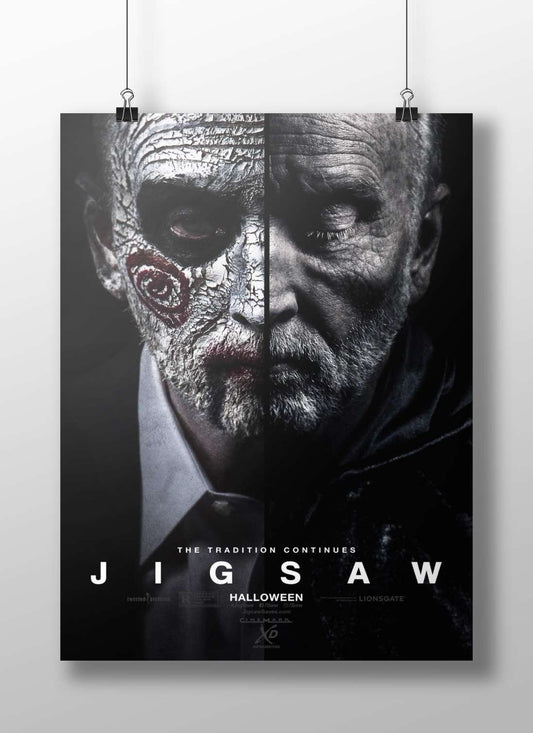 The Jigsaw franchise character from the horror series. Main Subject: The Jigsaw franchise character from the horror series.