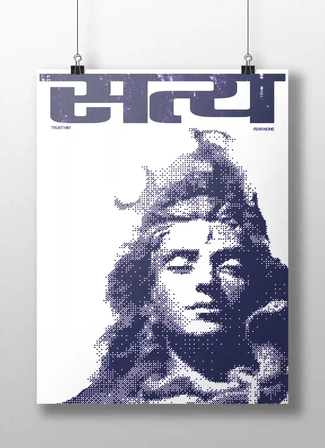 Satya – Lord Shiva Poster | Pixel Art Wall Print with “Trust Him, Fear None” Quote
