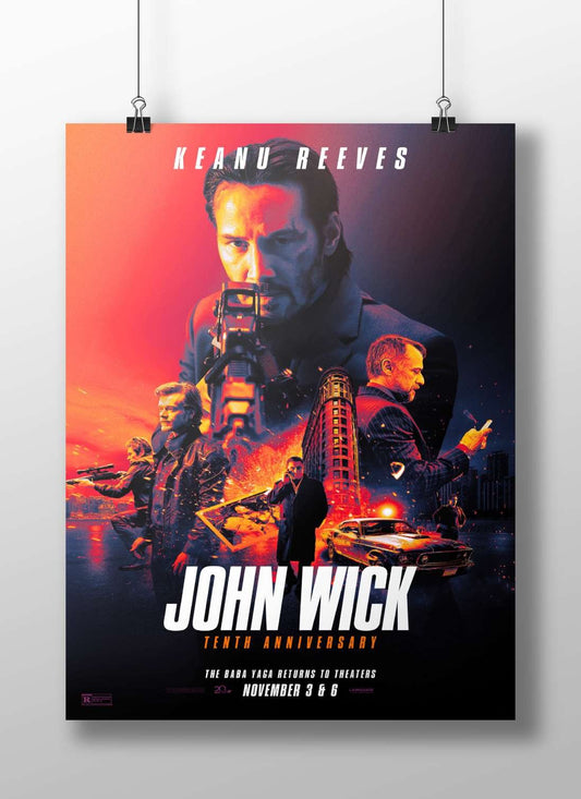 John Wick (franchise), Keanu Reeves (actor), Baba Yaga (deity), and Ford Mustang (car model) Main Subject: John Wick
